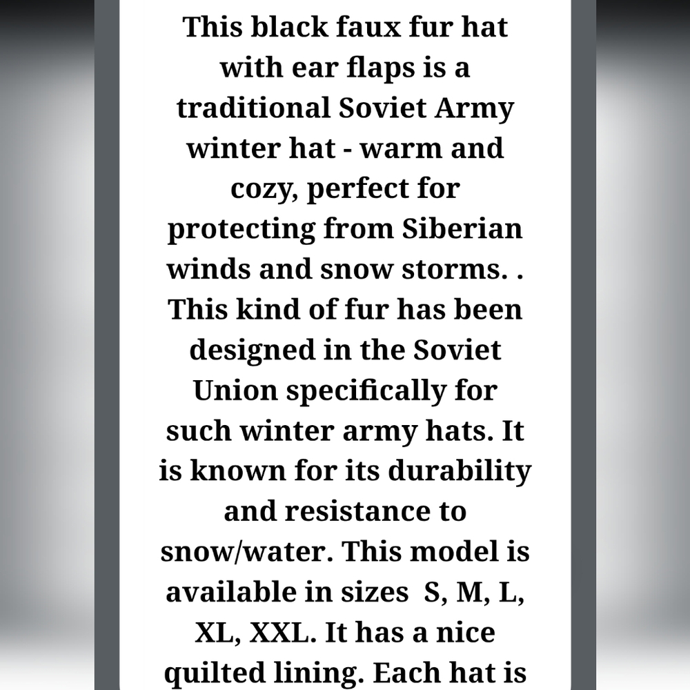 Black Faux Fur Russian Ushanka Hat - Picture 11 of 13